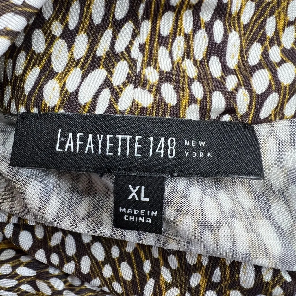 Lafayette 148 New York Sleeveless Cowl Neck Printed Jersey Top Brown Size XL - Image 8