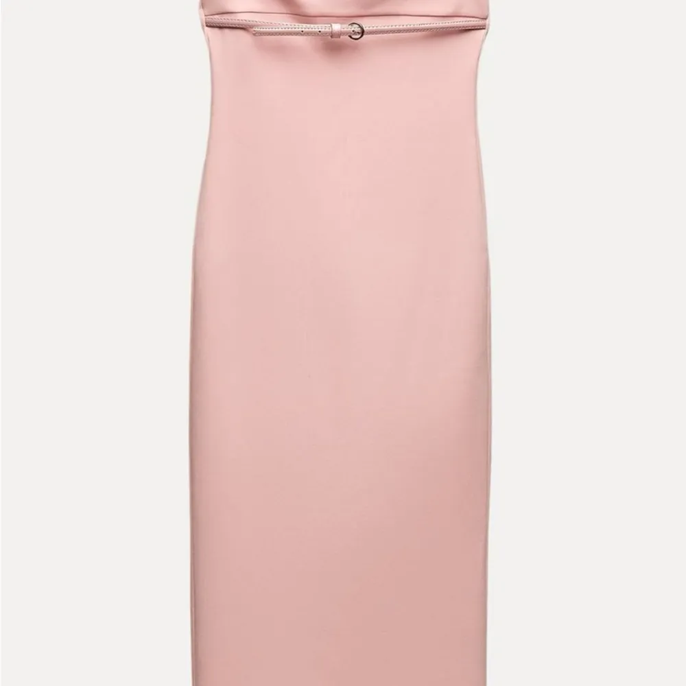 ZARA Chic Belted Pink Midi Dress - Image 6