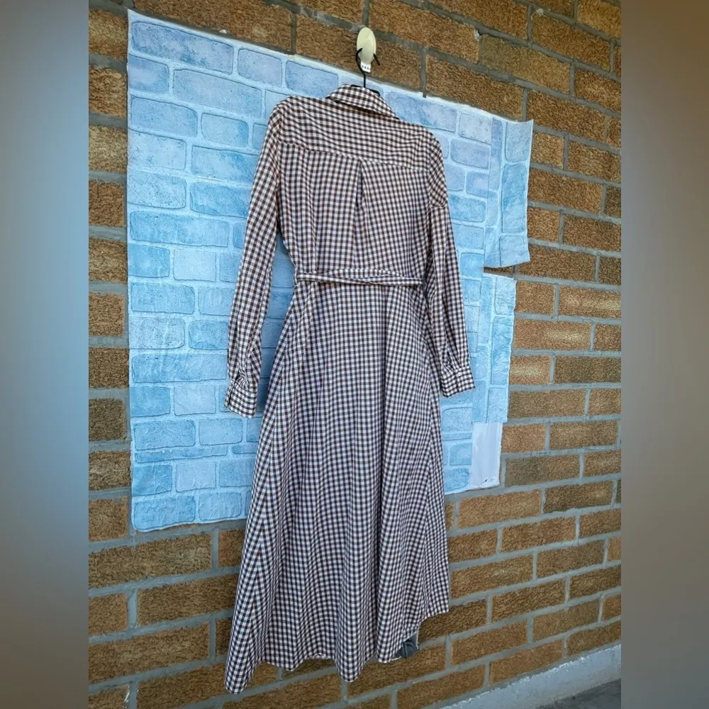 nobody's child gingham dress in brown size 8 White - Image 11