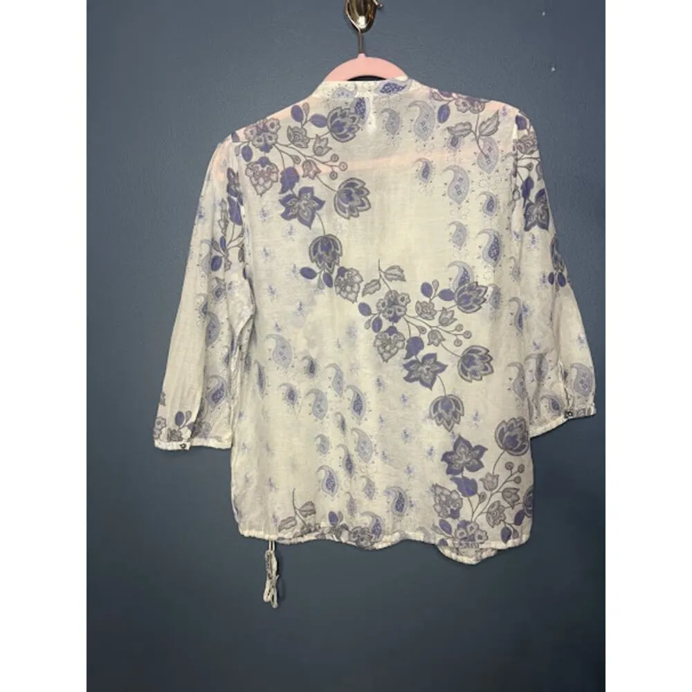 Marks & Spencer Sheer Blouse Women's Size 16 Paisley Western Tie - Image 2