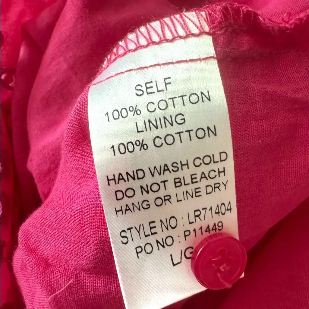 NWT Main Strip Hot Pink Cotton Eyelet Lace Button Up Design "Evelyn" Romper - Image 6
