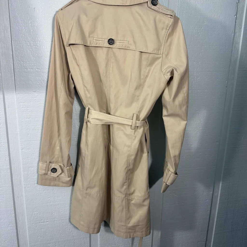 Green Envy Khaki Belted Trench Coat Size Medium EUC - Image 7