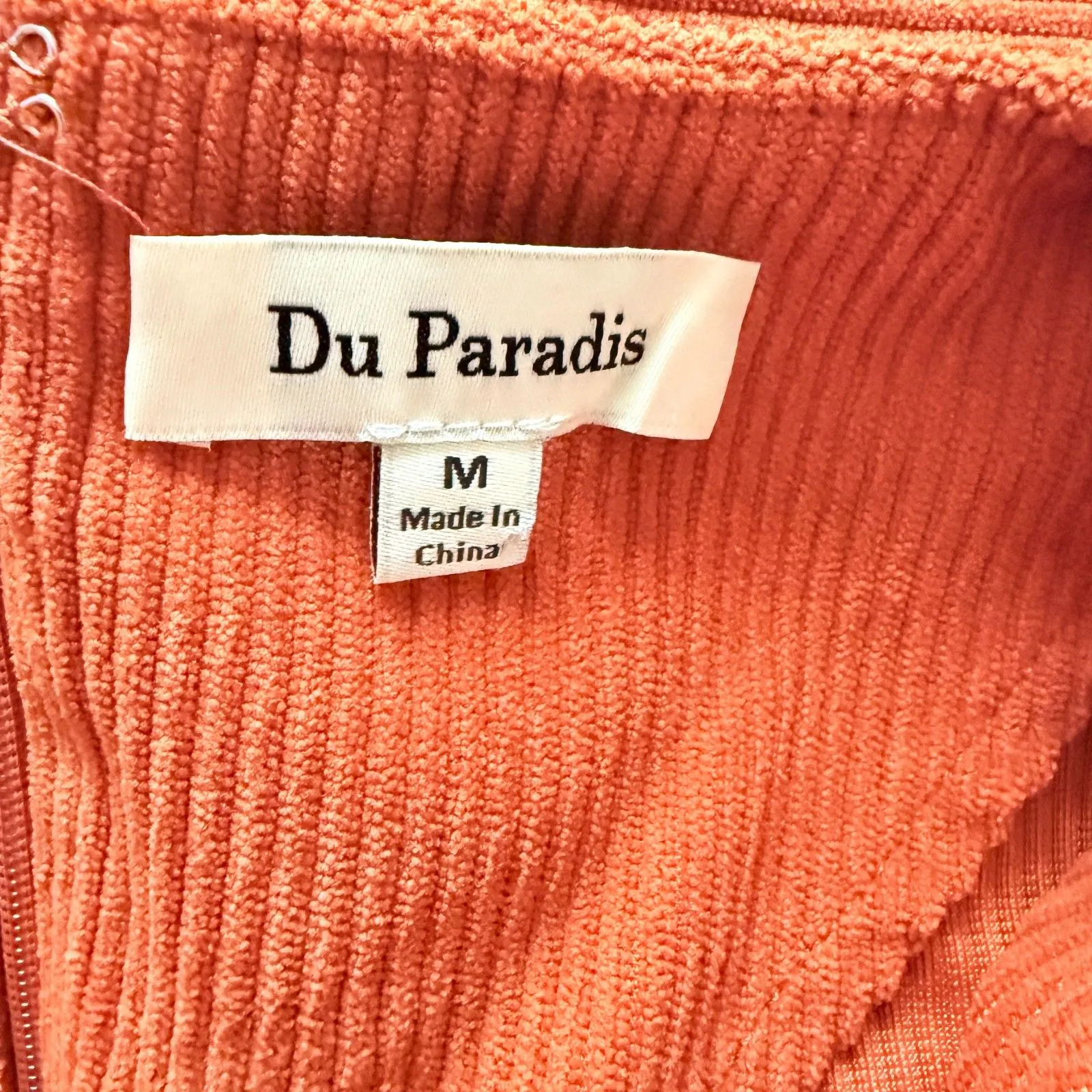 NWOT Du Paradis Corduroy Belted Rust Short Sleeve Tapered Leg Jumpsuit Sz M Orange Size M - Image 11
