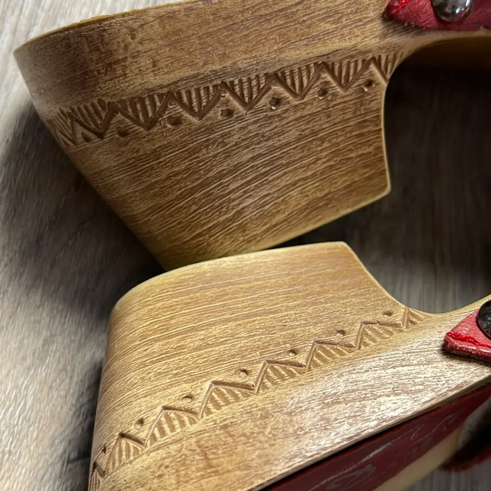 Dilav Shoes Heeled Sandal/Clog Size 38 (US 8) Red - Image 8