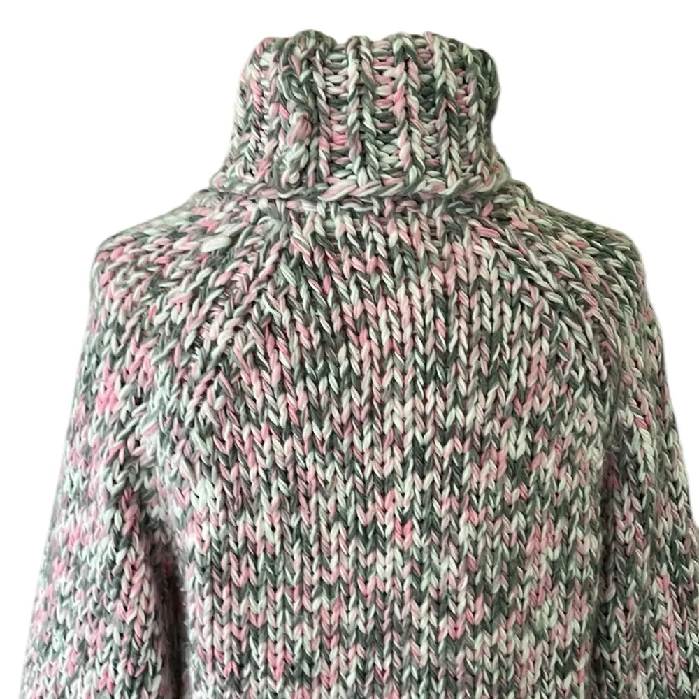 POL Chunky Knit Turtleneck Sweater - Pink and Gray - Image 7