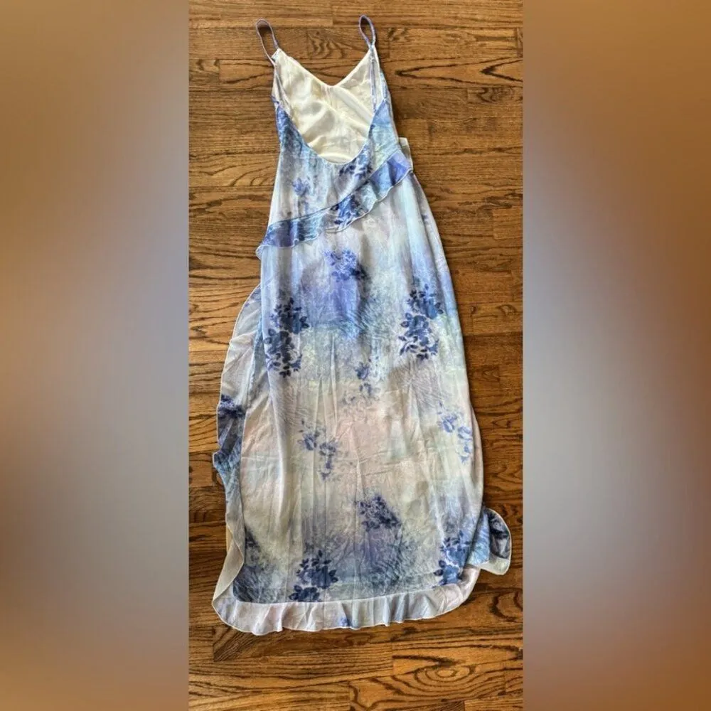 NWT White Fox End of Road Maxi Dress S Blue Frill Ruffle Edge Wedding Guest - Image 4