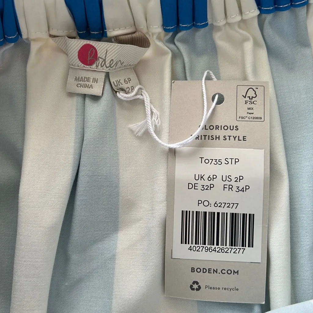 NWT Boden Vertical Stripe Skirt w/Pockets, 2P Blue - Image 4