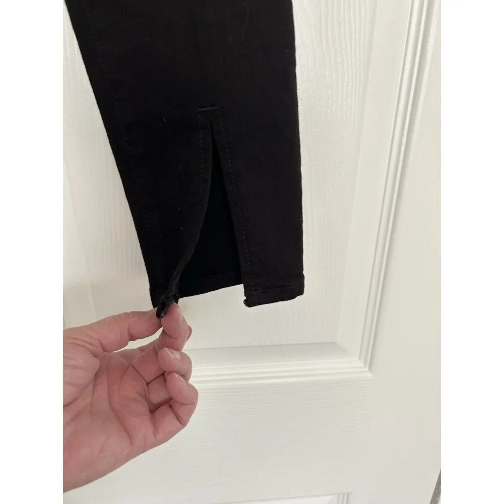 Frame Le High Skinny In Film Noir Black Denim Jeans Ankle Slits Women’s Size 23 - Image 6