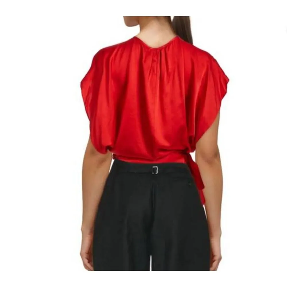 FORTE FORTE Silk Tie Waist Top Corazon Red Womens Size 0 US 2 - Image 4