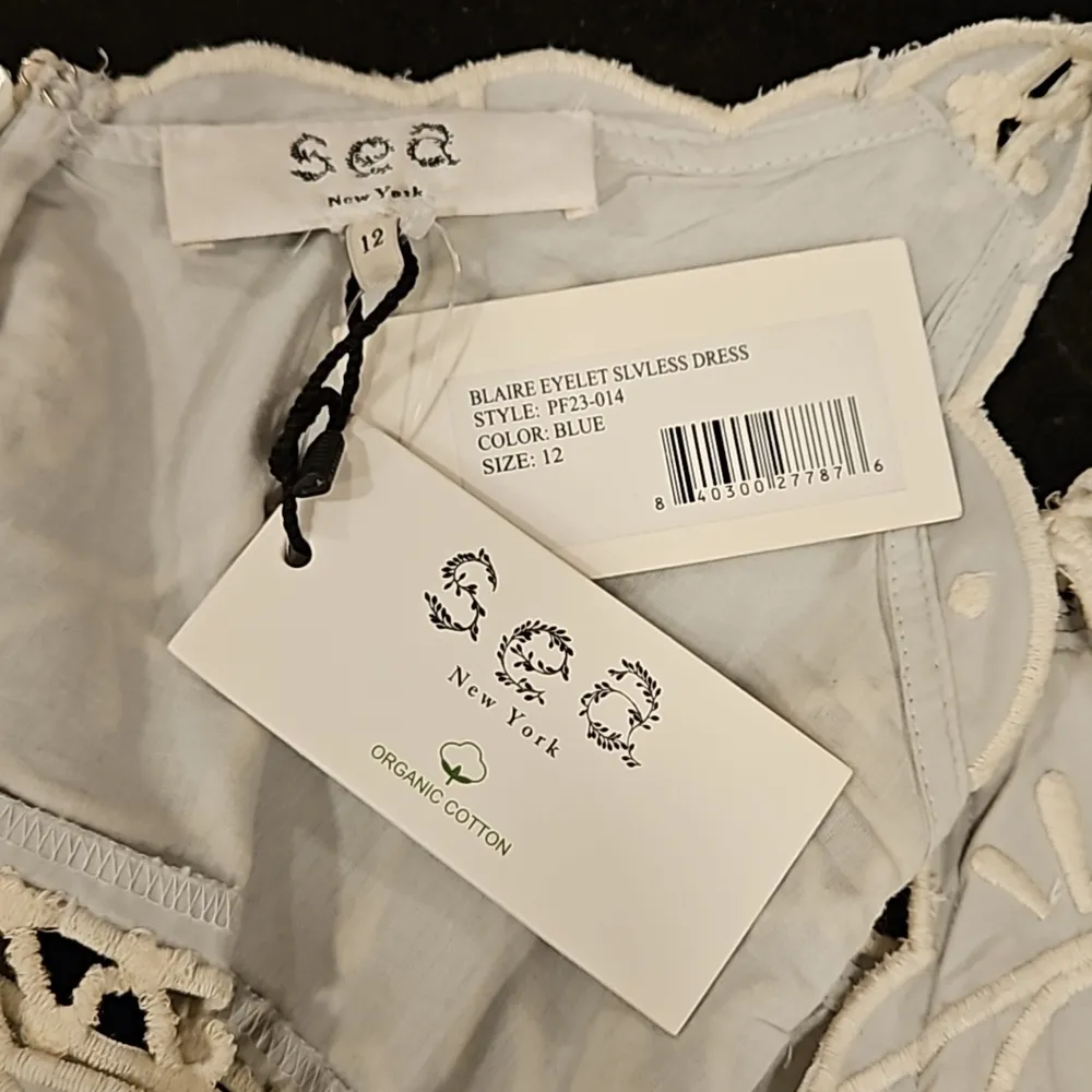 💕SEA NEW YORK💕 Blaire Eyelet Sleeveless Midi Dress ~ Blue 12 NWT - Image 16