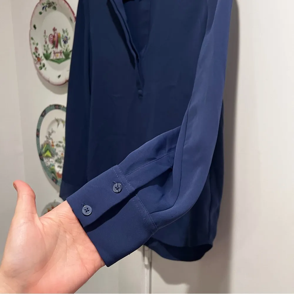 Aritzia Babaton Navy Professor Blouse - Image 4