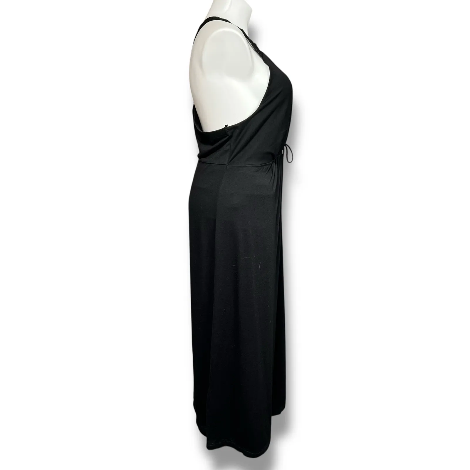 Vintage Torrid Womens Maxi Blouson Sundress V Neck Sleeveless Lace Back Black 4X - Image 3