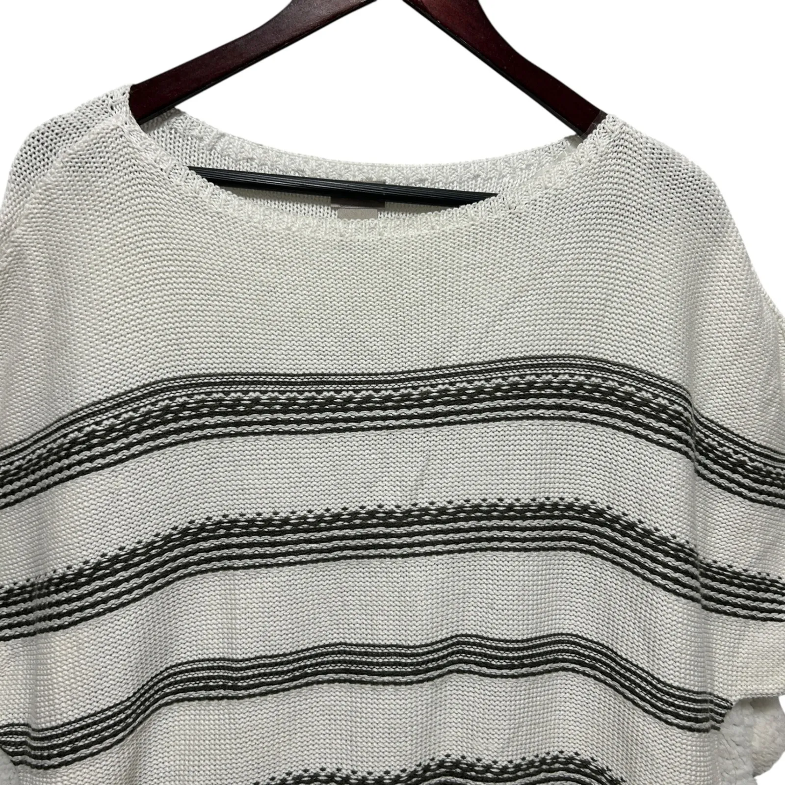 Chicos 4 Womens Sweater 2X Stripe Boatneck Textured Knit Coastal Beachy Indie - Image 4