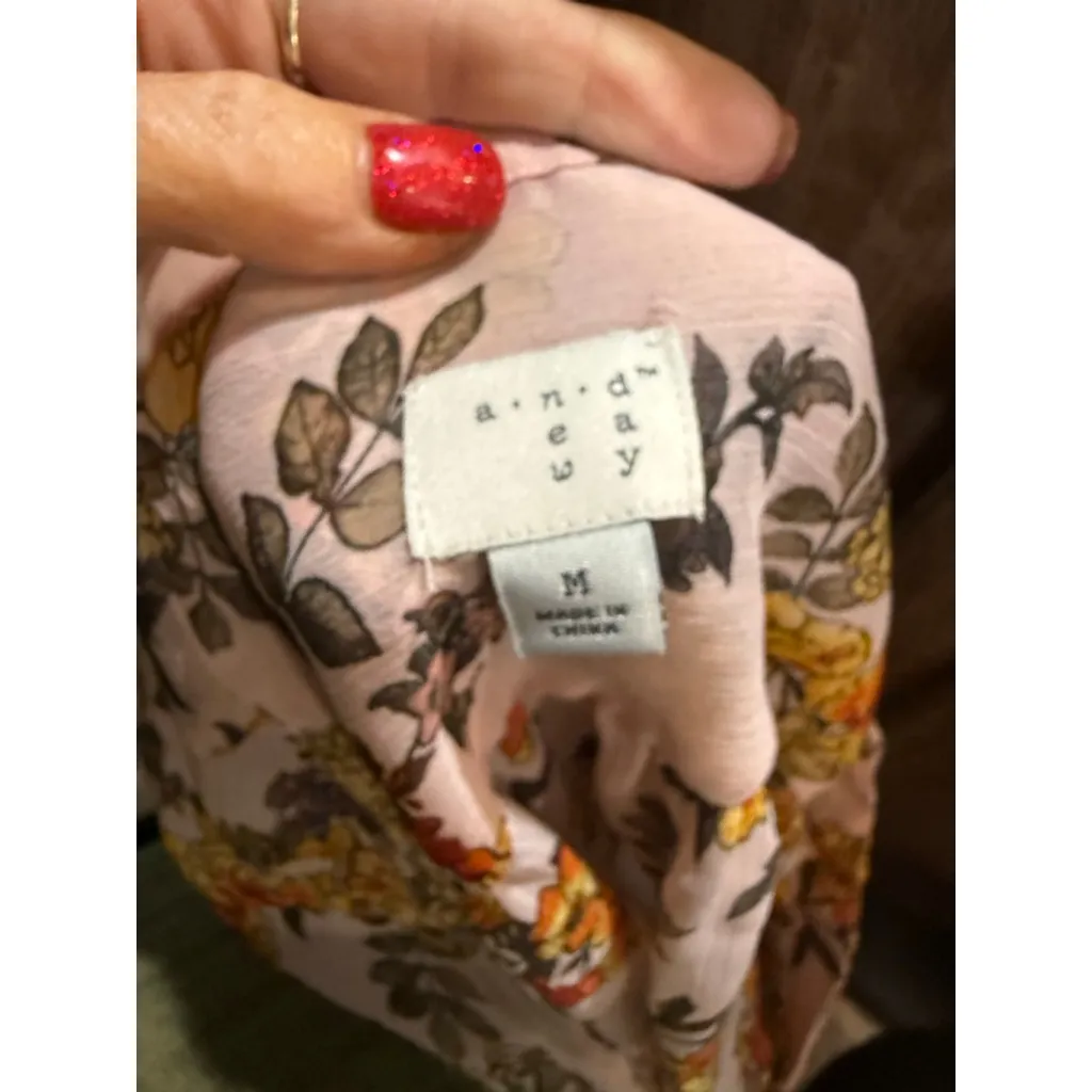 Women's A New Day Floral Sleeveless Blouse M Pink Orange - Image 5