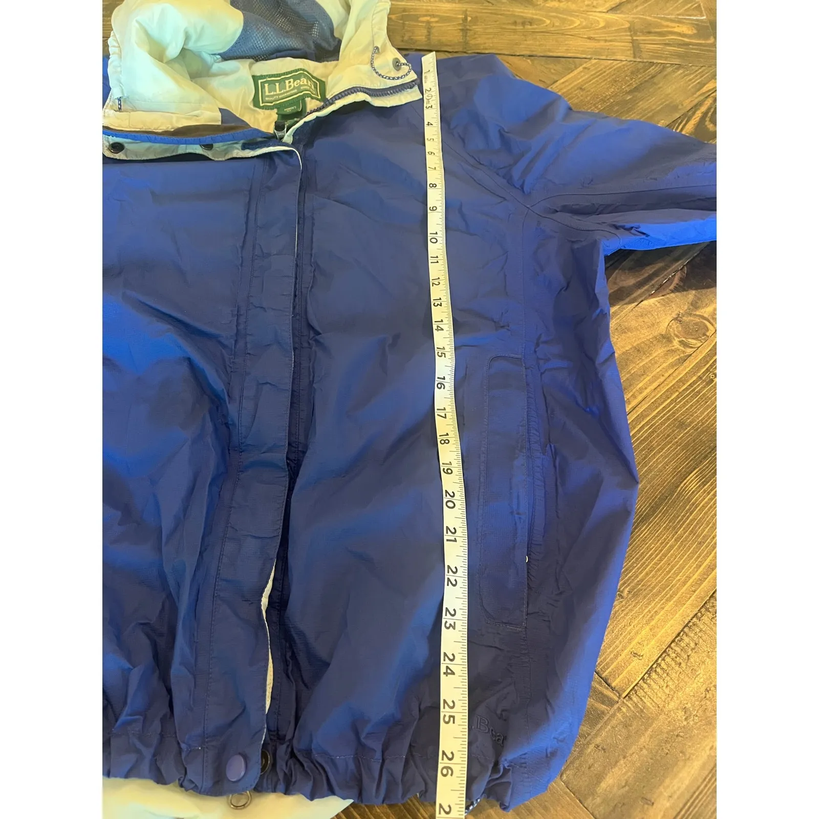 VTG LL BEAN FULL ZIP NYLON RAIN JACKET COAT WOMEN XL HIKING OUTDOOR LIGHTWEIGHT Blue - Image 5