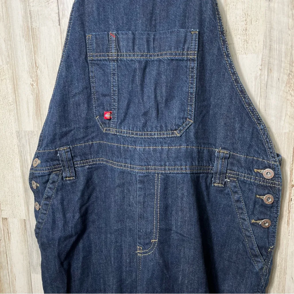 Vintage Y2K Dickies Denim Bib Overalls Cargo Carpenter Straight Leg Womens Large - Image 2