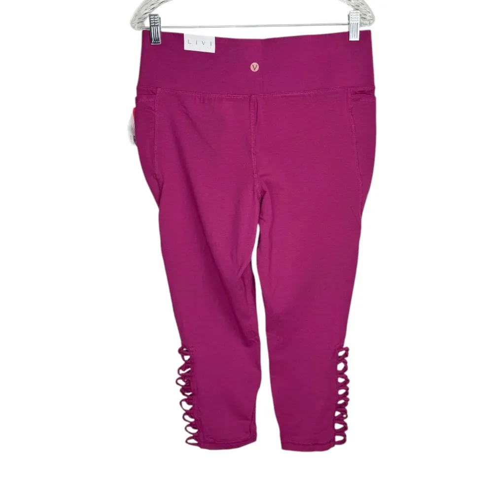 NWT Livi Active Sz 14/16 High Rise Stretch Crop Leggings Capri Pink Berry - Image 3