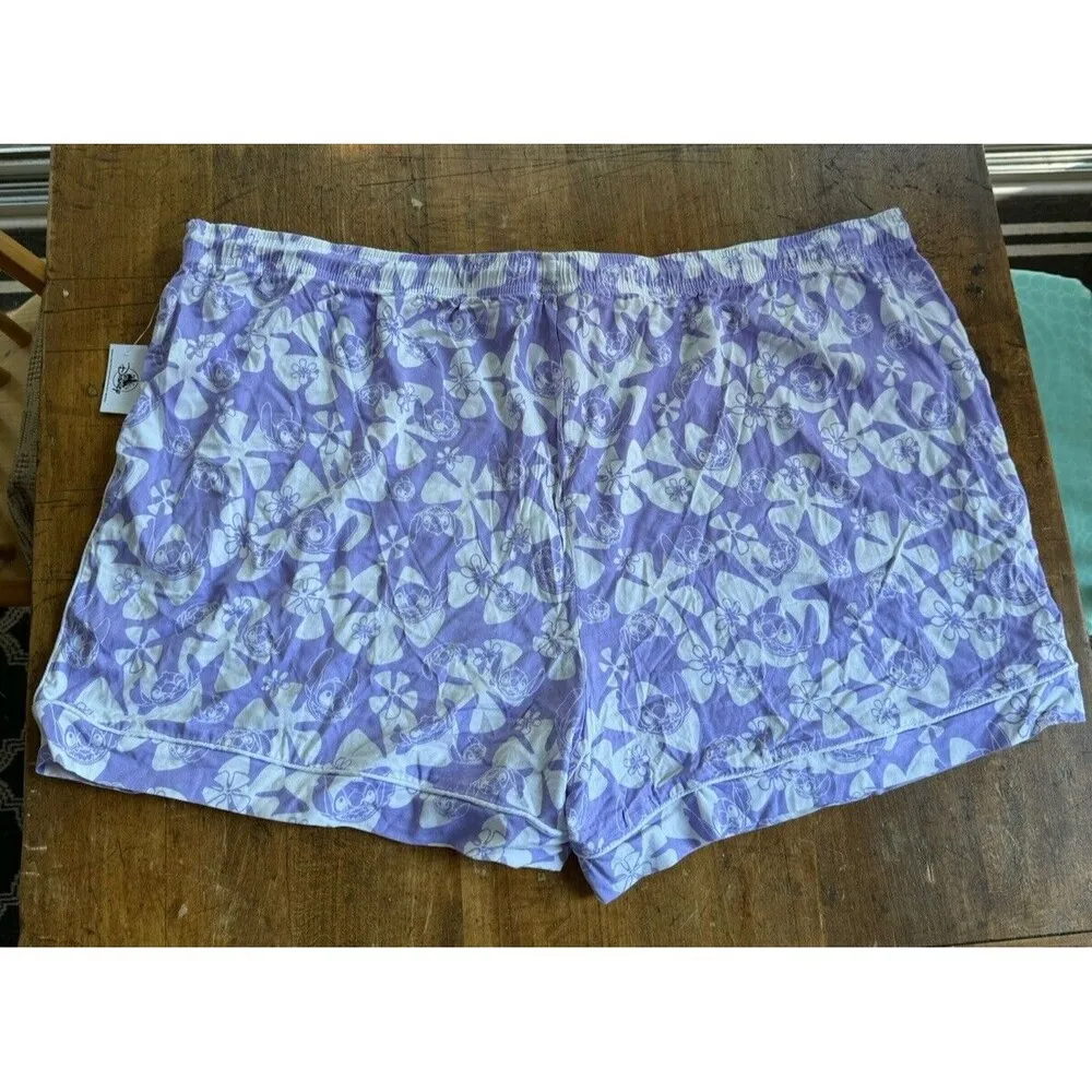 Disney Stitch Sleep Pajama Shorts, Lounge Plus Size 2X Purple Women's  New G8 - Image 2