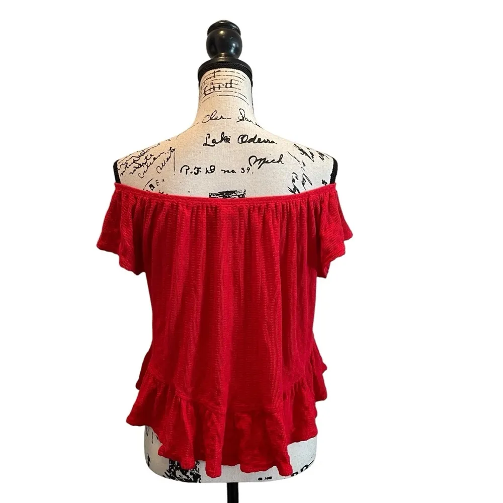 We The Free UO Urban Outfitters Mint Julep Ruffle Off shoulder top Red Size XS - Image 4