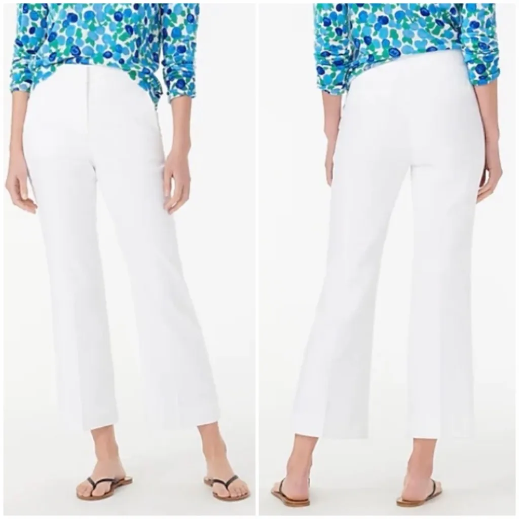 J Crew Hayden Kickout Crop Pant in White Linen Blend Size 10 - Image 2