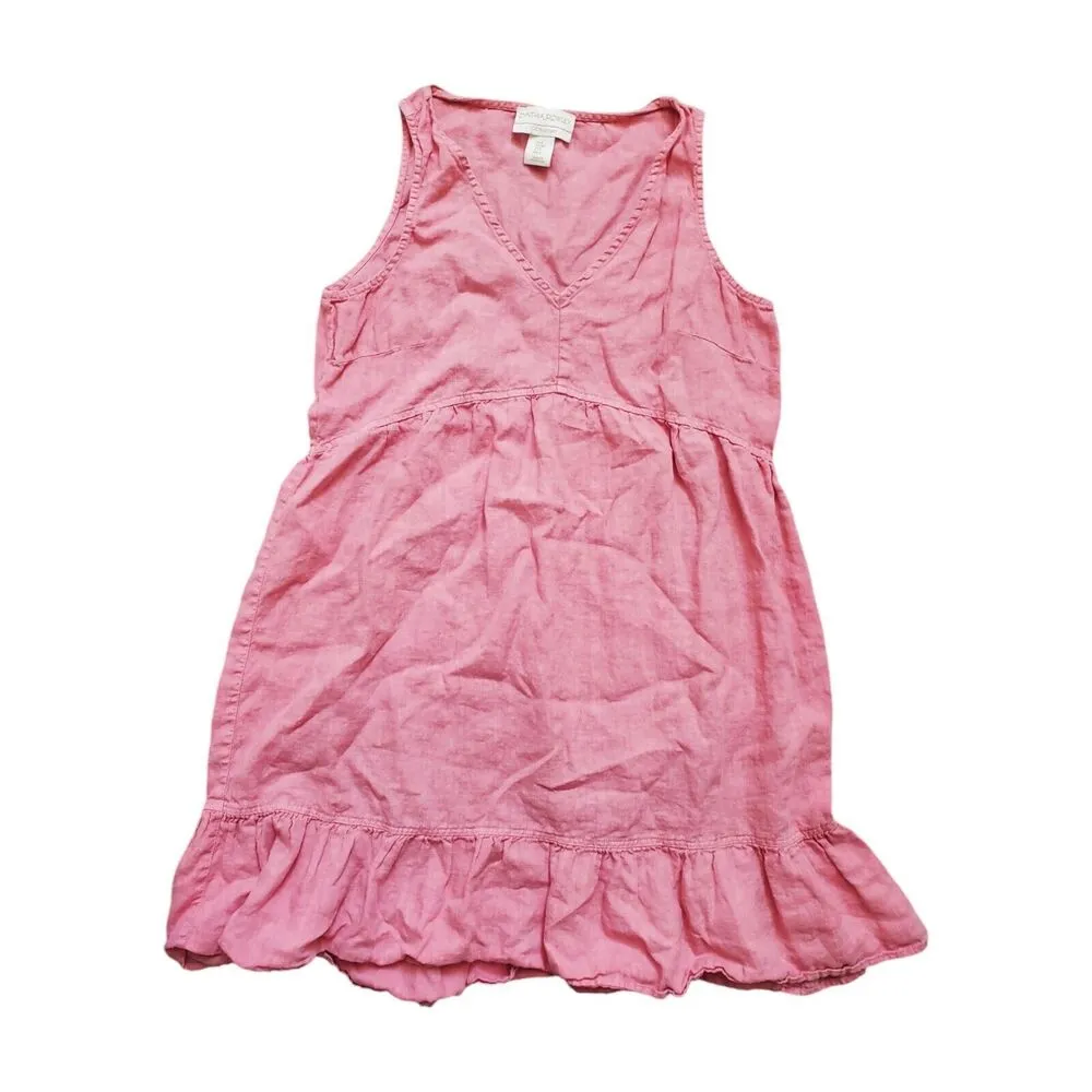 Cynthia Rowley Dress Women Small Linen V Neck Ruffle Mini Sleeveless Summer EUC - Image 4