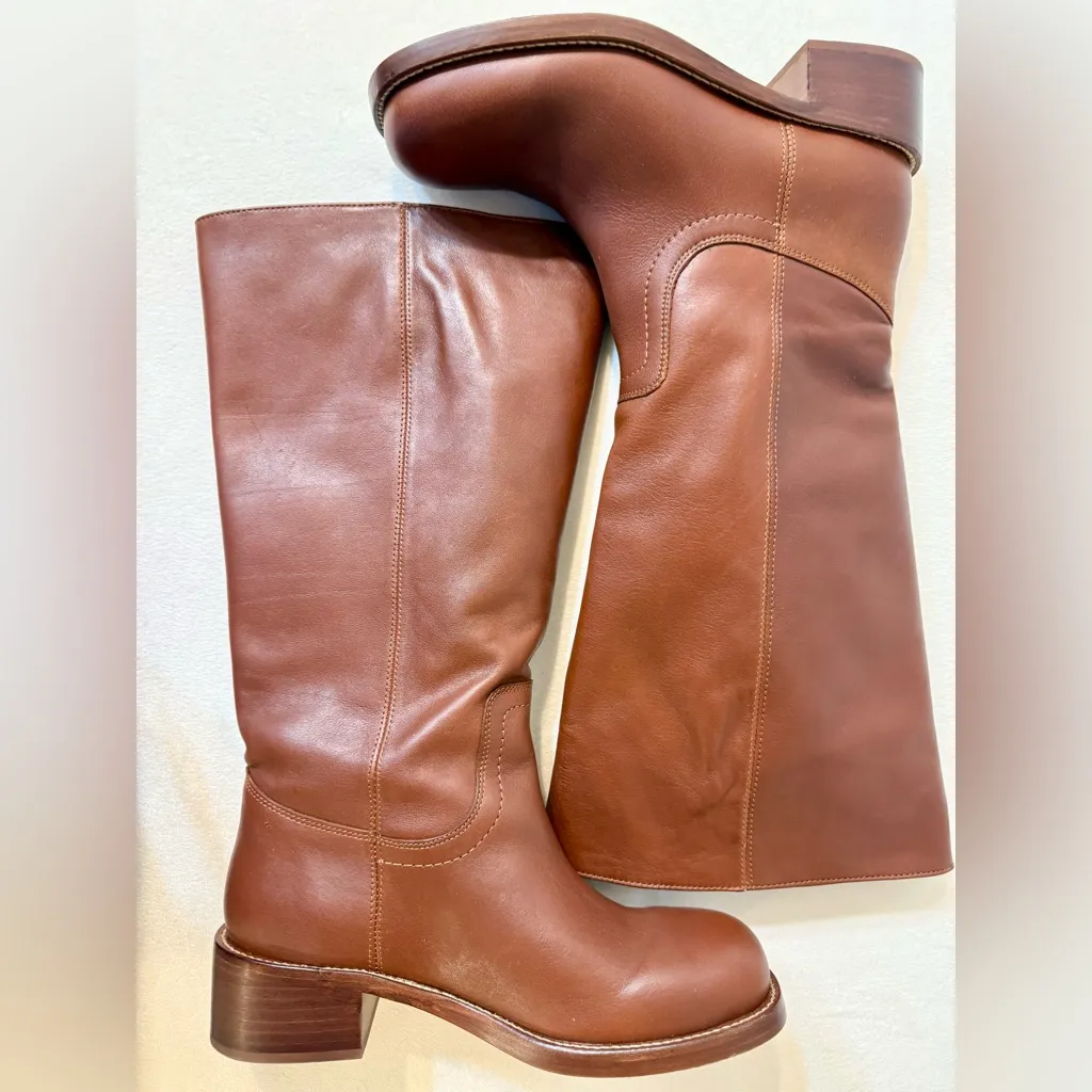 Steve Madden Riggs Rust Leather Wide Calf Boots Size 9 - Image 10