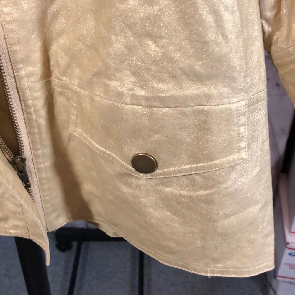 Diane Von Furstenberg Gold Metallic Ramira Cropped Sleeve Blazer 4 - Image 5