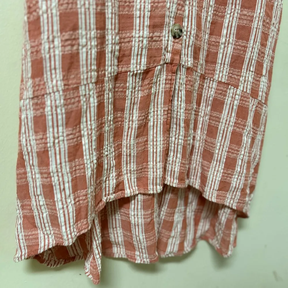Maurices Terra Cotta Rose white Plaid Button-Down Sleeveless‎ boho Dress size M - Image 2