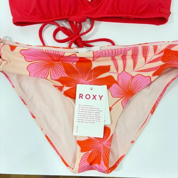 ROXY NWT Solid bikini top + Printed beach‎ classics hipster bikini bottoms S - Image 8