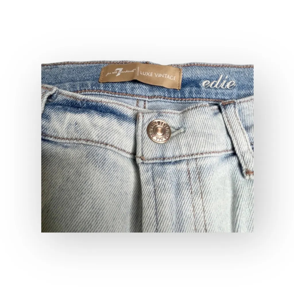 new 7 For All Mankind ® ㋛ Luxe Edie Destroy Rip Knee Crop Jeans ㋛ Vintage Cloud - Image 8