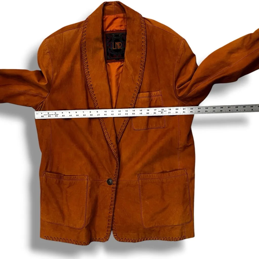VTG LNR La Nouvelle Renaissance Genuine Leather Jacket Whipstitch Size Large? Brown - Image 8