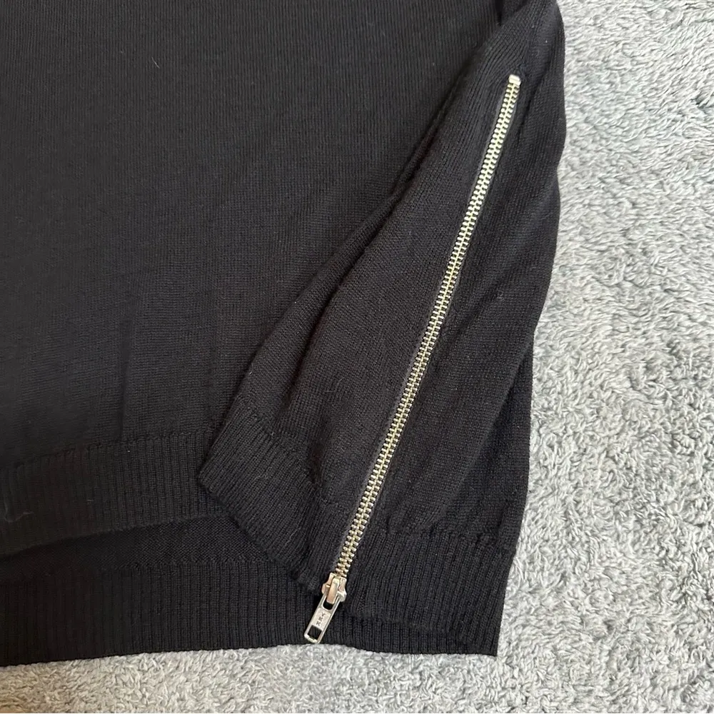 Ramy Brook Tascha Black Cold Shoulder Wool Sweater with Side Zipper Size Small - Image 9