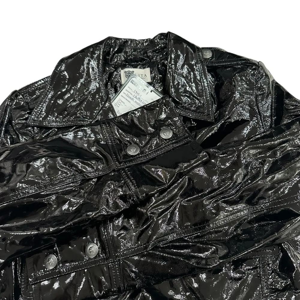 NWOT Lita By Ciara Leather cropped utility jacket in black - Image 7