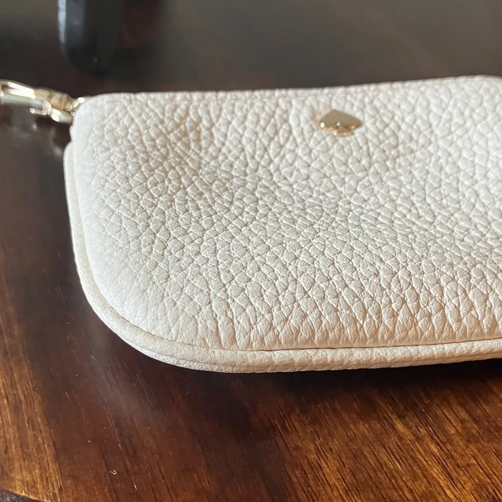 Kate Spade: Pebbled Leather Cream Keychain/Charm- Coin/Card Holder- gold tone - Image 10