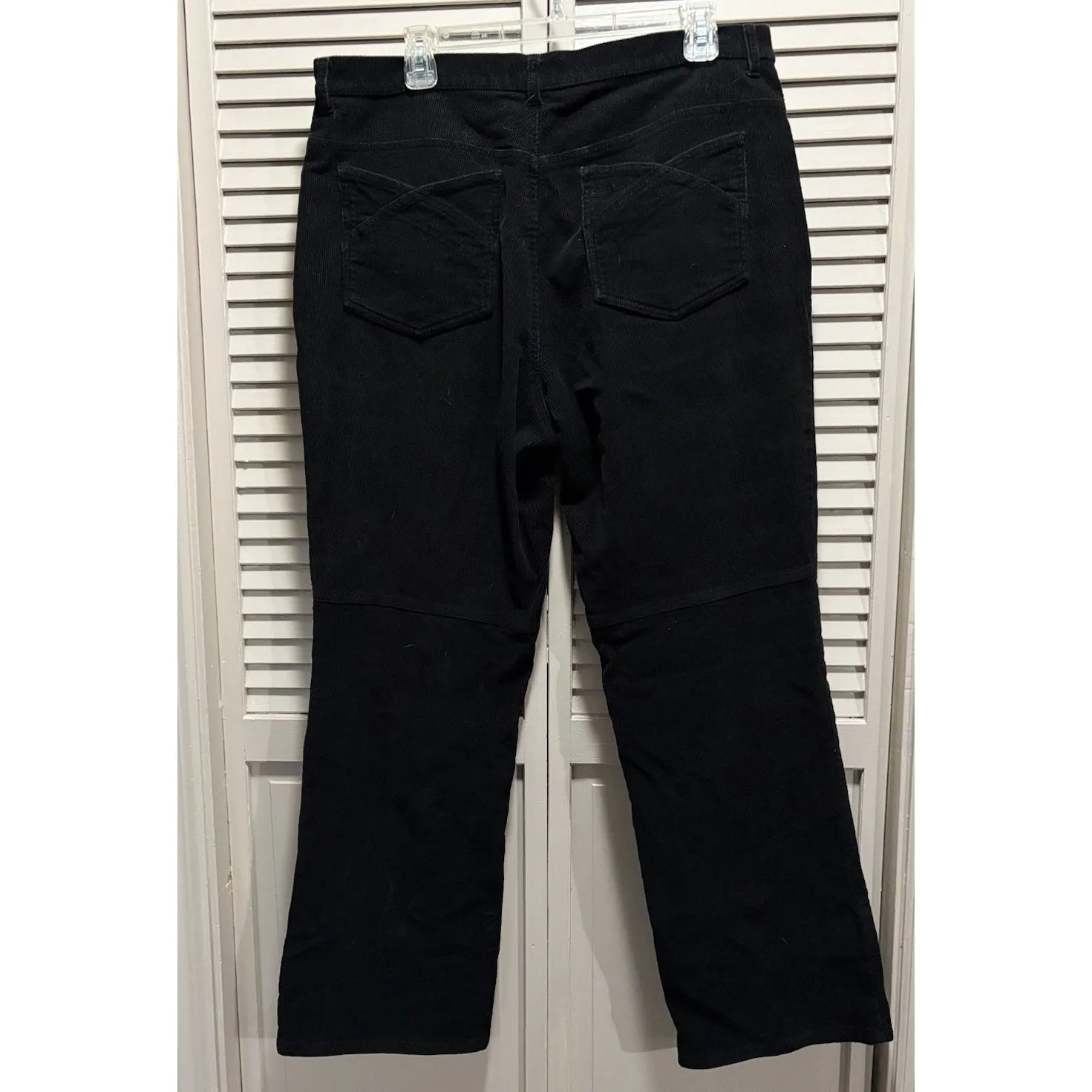 Covington Corduroy Pants Sz 18 Stretch Black Wide Leg Mid Rise Zip Pockets - Image 4