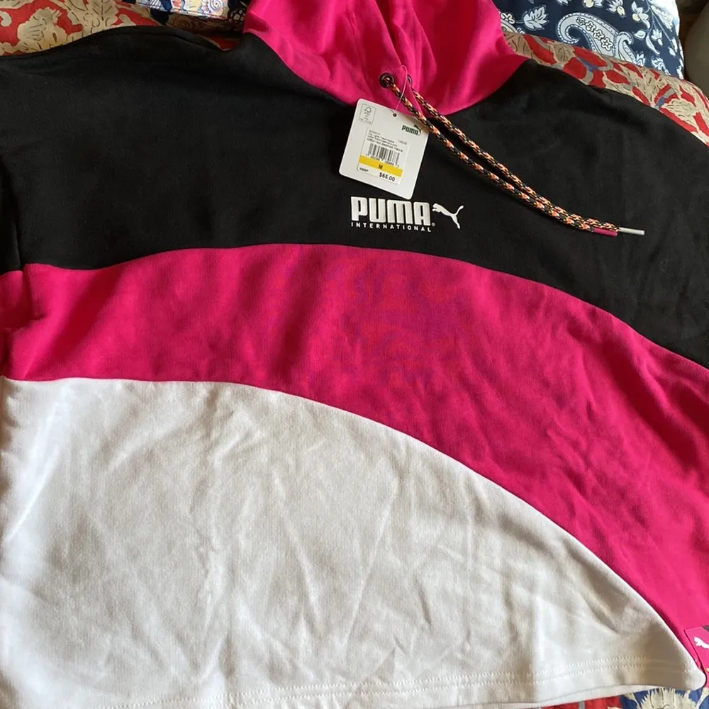 Puma Sweatshirt City Lights Track Hoodie Cotton Black Beetroot purple M NWT - Image 4