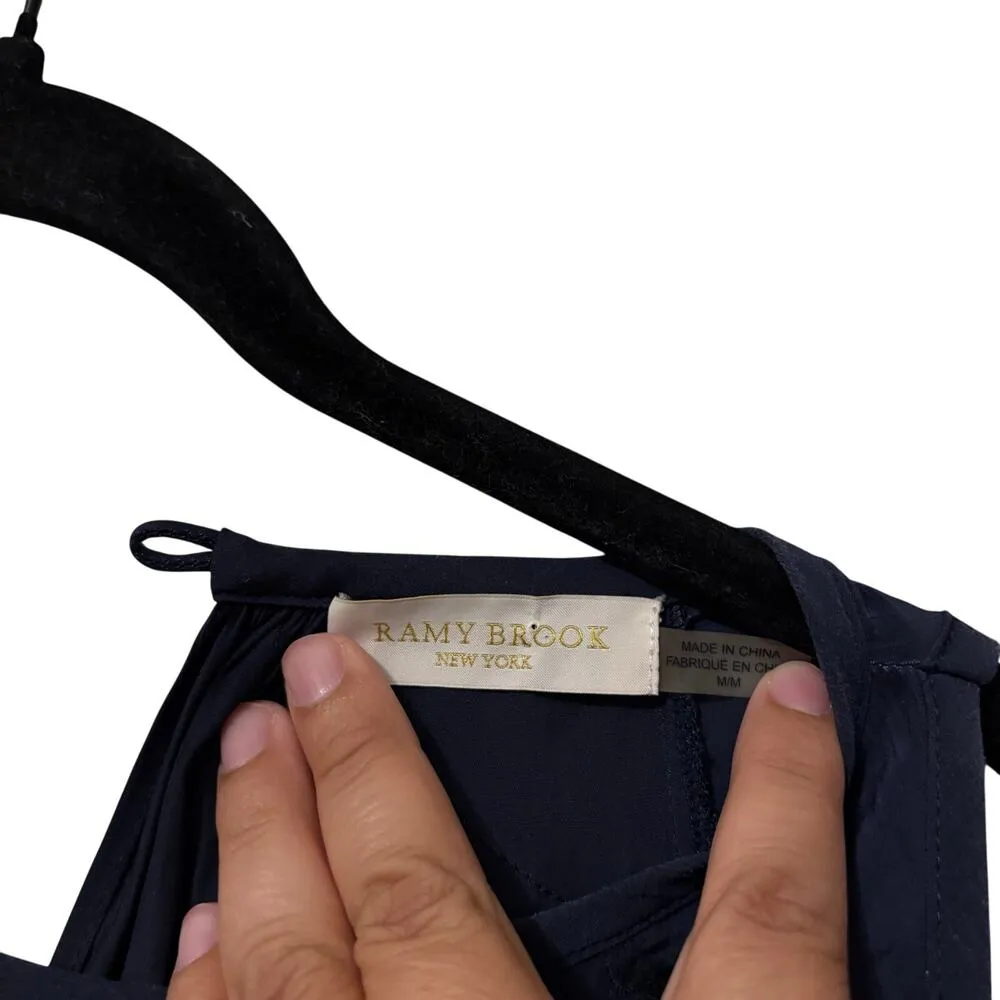 Ramy Brook Navy Taima Smocked Long Sleeve  Mini Dress Size Medium - Image 4