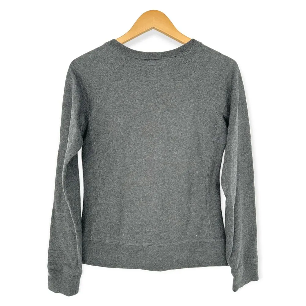 Roots | XS | Gray Slim Fit Crew Slit V-Neck Kanga Pocket Beaver Logo Sweatshirt - Image 4