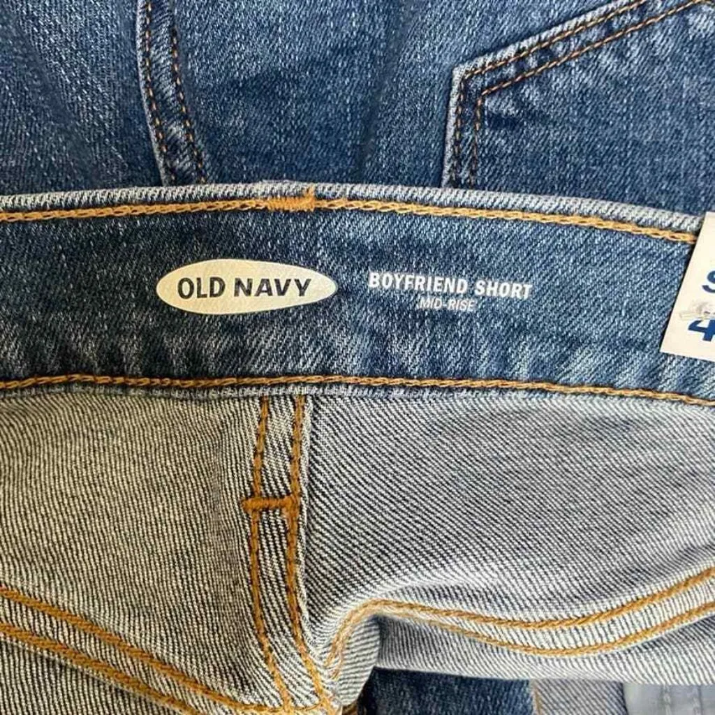 Old Navy Boyfriend Short Jean Shorts‎ Womens 4 Blue Distressed 3" Inseam NEW - Image 7