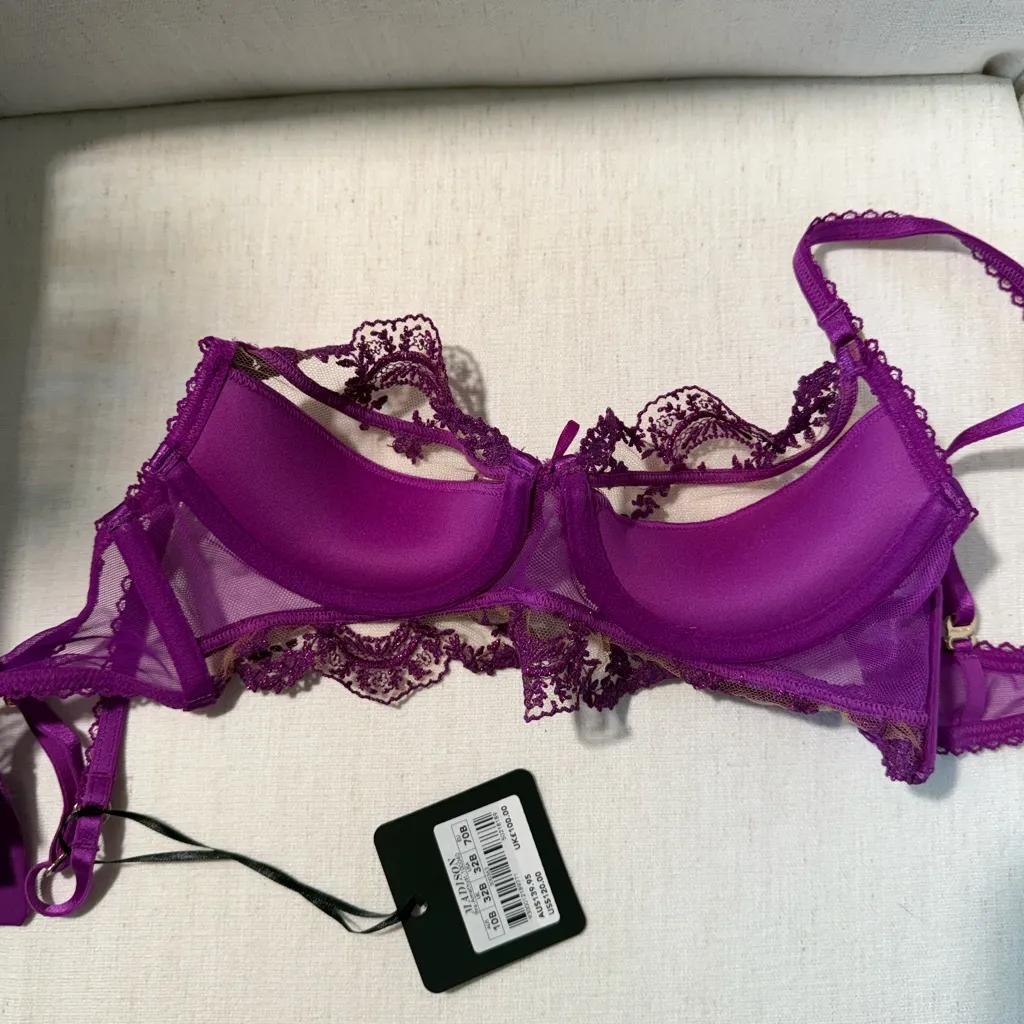 NWT Honey Birdette Madison Purple Lace Bra Size undefined - Image 12