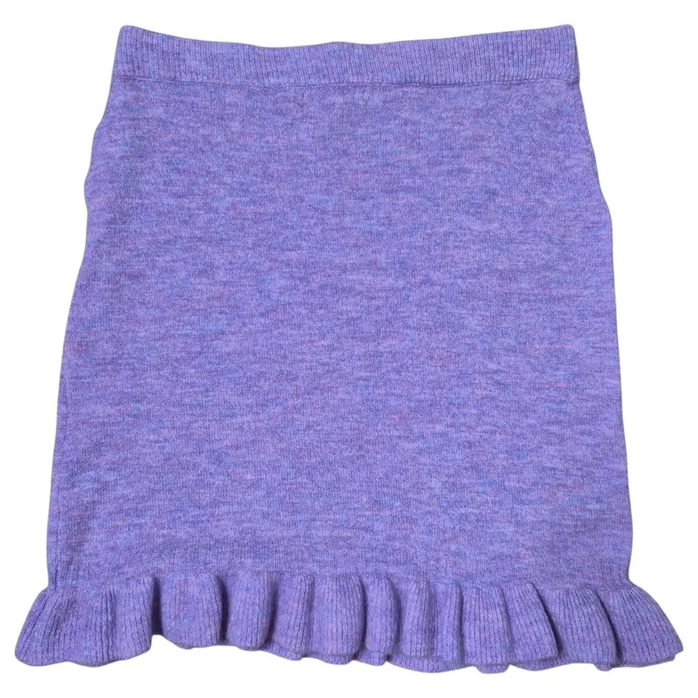 BCBG Paris Lavender Frost Knee Length Sweater Skirt with Ruffle Hem Size Large Purple - Image 3