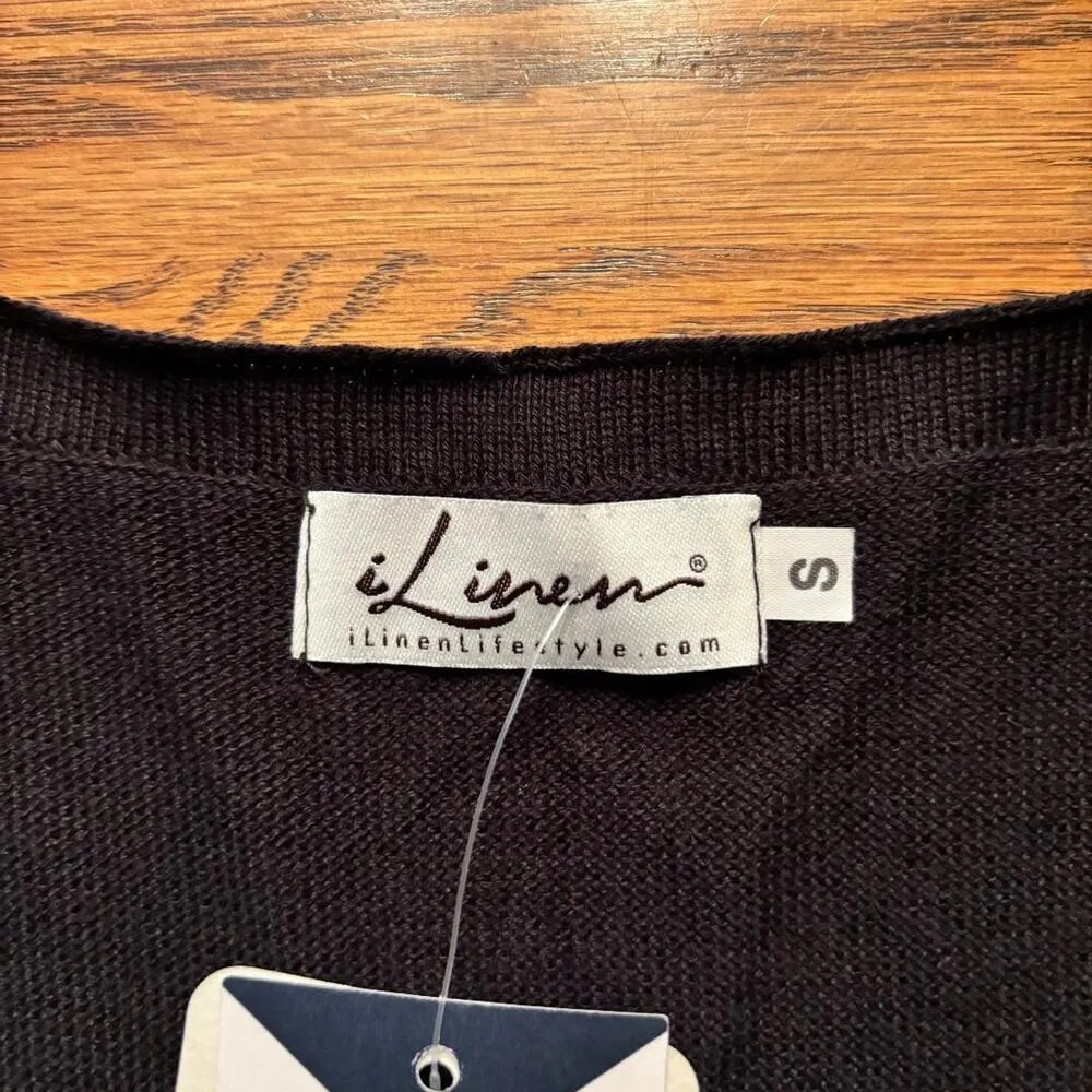 iLinen Classic Cotton Tank Top Black Women's Size S Ecotec Yarn NWT - Image 3