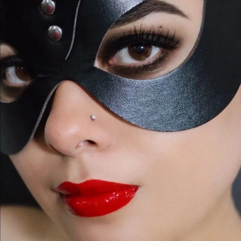 Cat Halloween Eye Mask Faux Leather New - Image 2