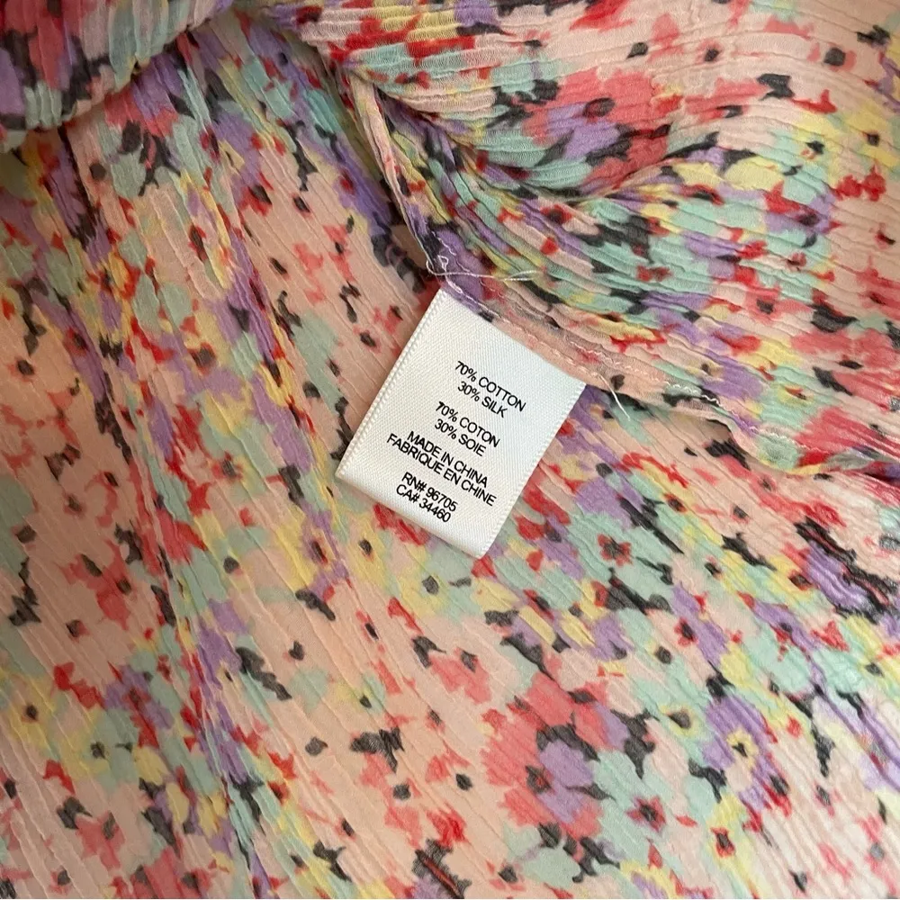 Rebecca Taylor Margo Ruffle Top Sz 10 Silk Blend Pink Printed - Image 10