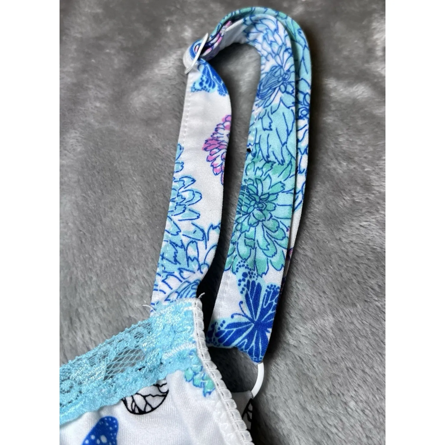 Butterfly Floral Pajama Set Womens Size 1X Plus Cami Top Shorts Sleepwear PJs Blue - Image 11