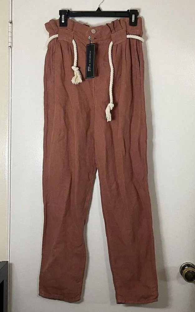 NEW! Veronica Beard Karter Paperbag Linen Blend Casual Crop Pants US 4 - Image 2