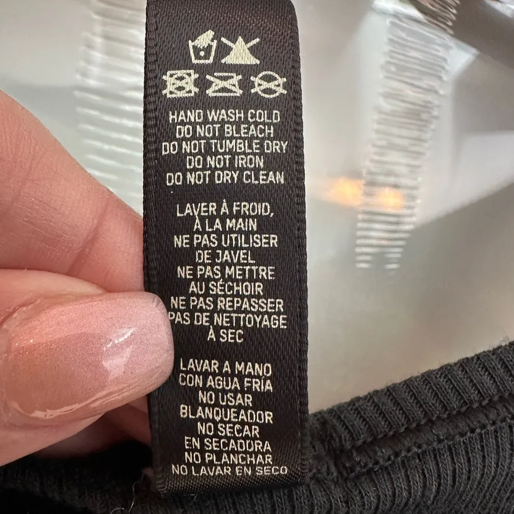 SKIMS Cotton Jersey Fitted Black Crop Tank Top Ribbed Women’s  Size XL - Image 9