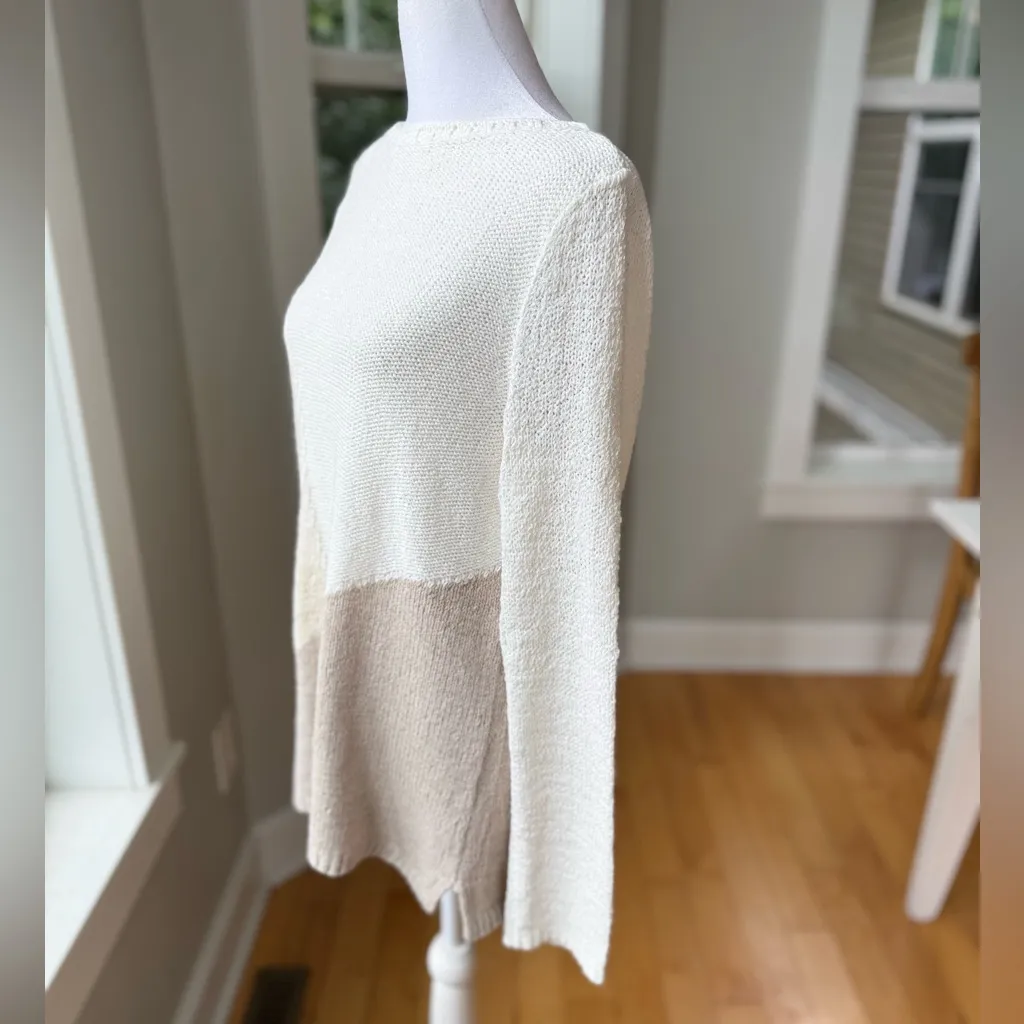 J. Jill Ivory Tan Neutrals Cotton Boatneck Tunic Sweater Sz XS White - Image 2