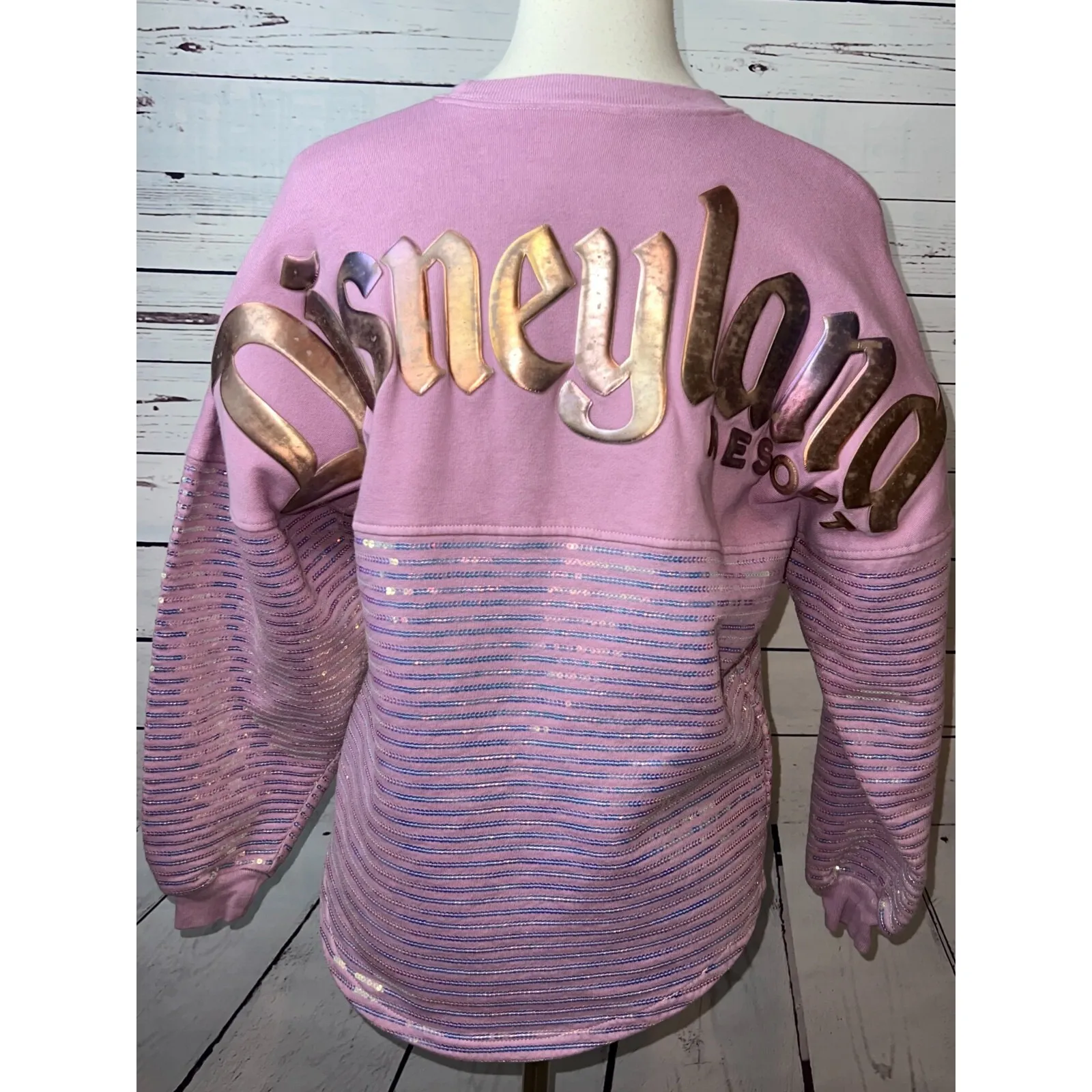 Disneyland Spirit Jersey XS Extra Small EARidescent Disney Sequins Sweatshirt - Image 10
