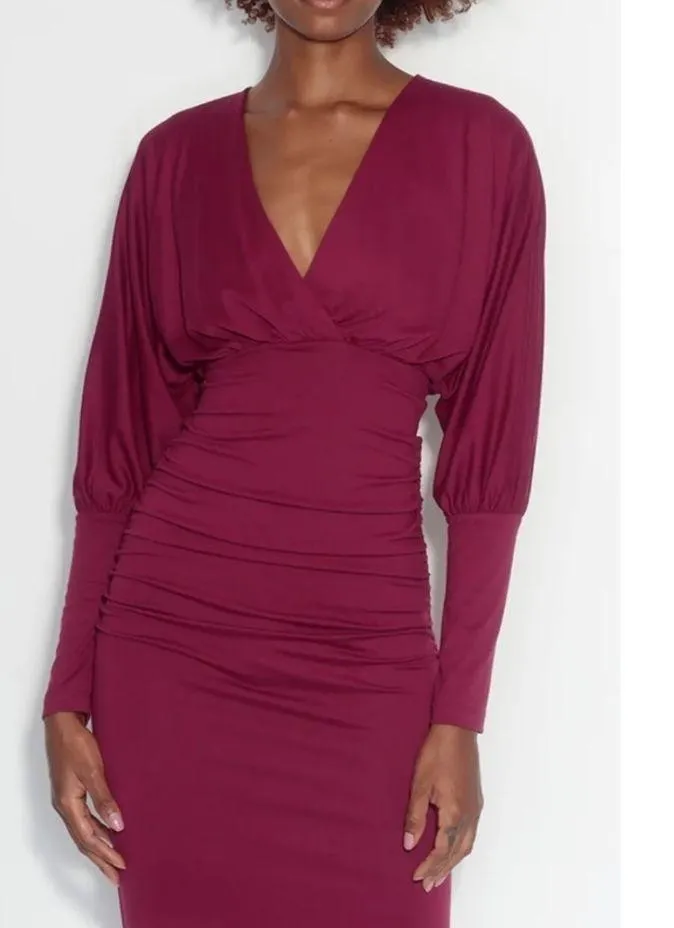 Revolve Susana Monaco Ruched Long Sleeve dress S - Image 3